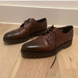 NIB Paul Stuart Stuarts Choice Pebble Leather Trinity Brown Derby Shoes 7D